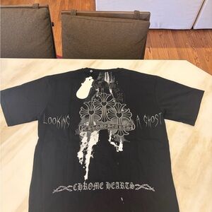 Chrome Hearts Black & White Gothic Cross Graphic Tee